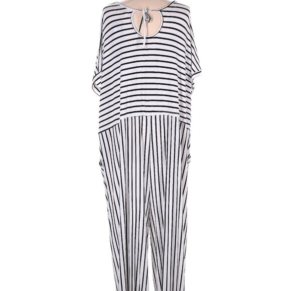 Black and White Pinstripe Jumpsuit, Plus Size 4X - Picture 3 of 3